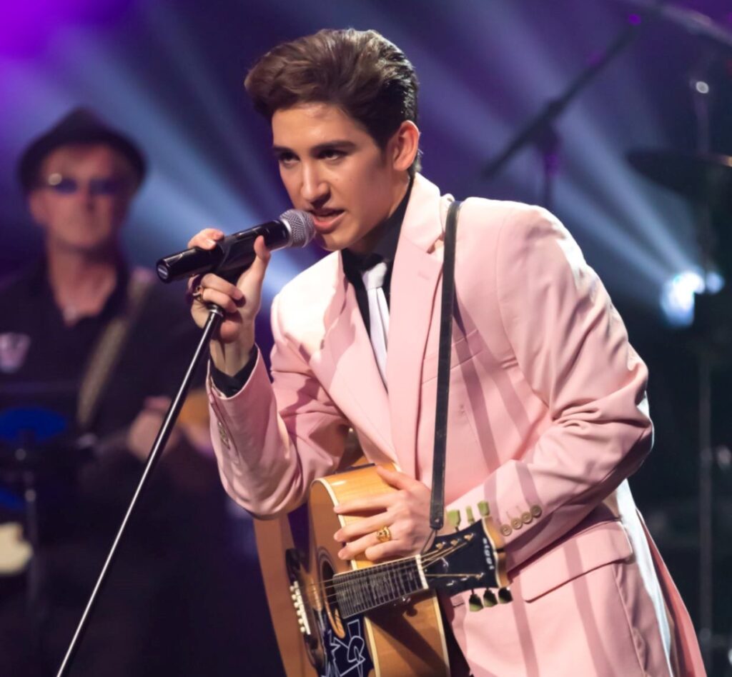 Connor Russo As Elvis in Pink Elvis Jacket