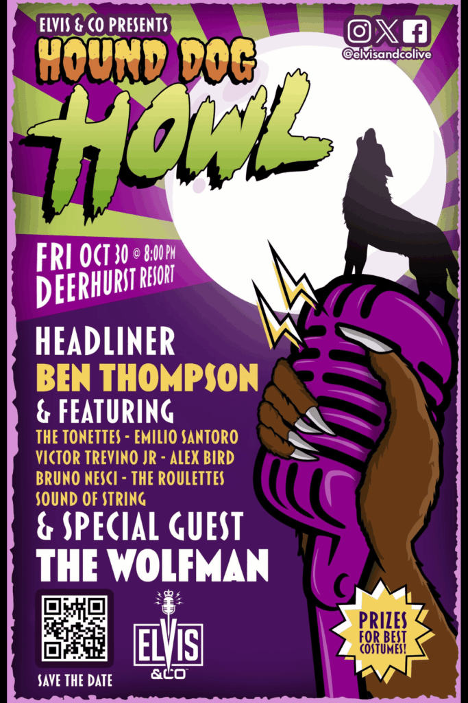 Hound Dog Howl Halloween Bash Poster at 2026 Elvis & Co Festival