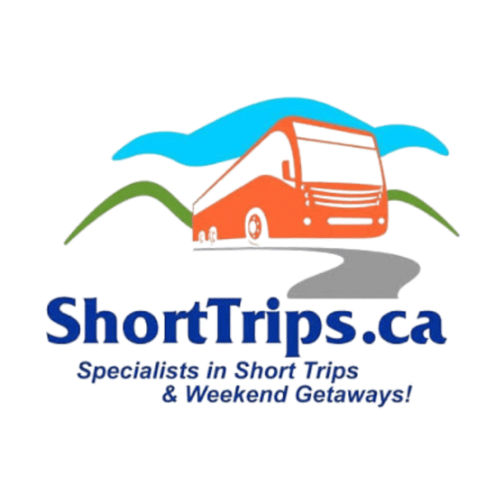 ShortTrips.ca logo: orange bus on a curved road with green hills and blue sky, plus the slogan “Specialists in Short Trips & Weekend Getaways!”